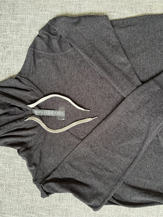 Vuori Tops - Vuori Heather Charcoal Hoodie with Cream Drawstrings